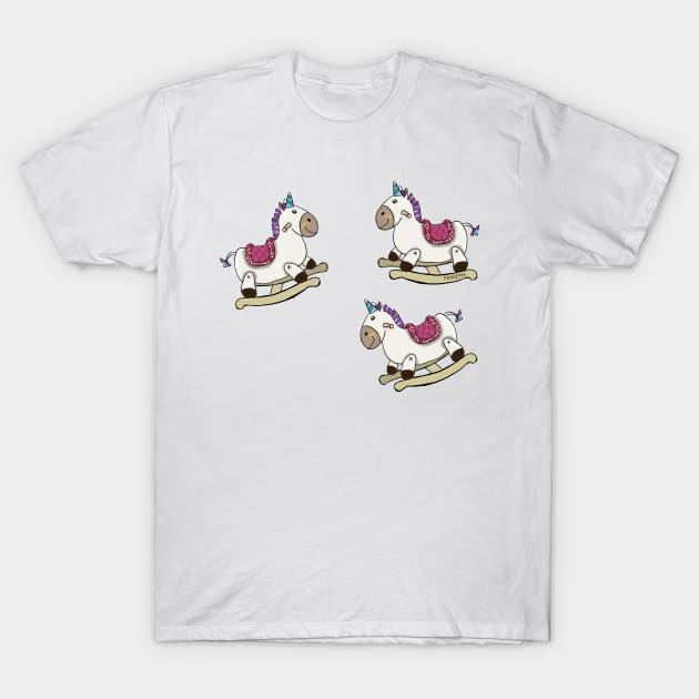 Riding on a rocking unicorn T-Shirt by Fradema